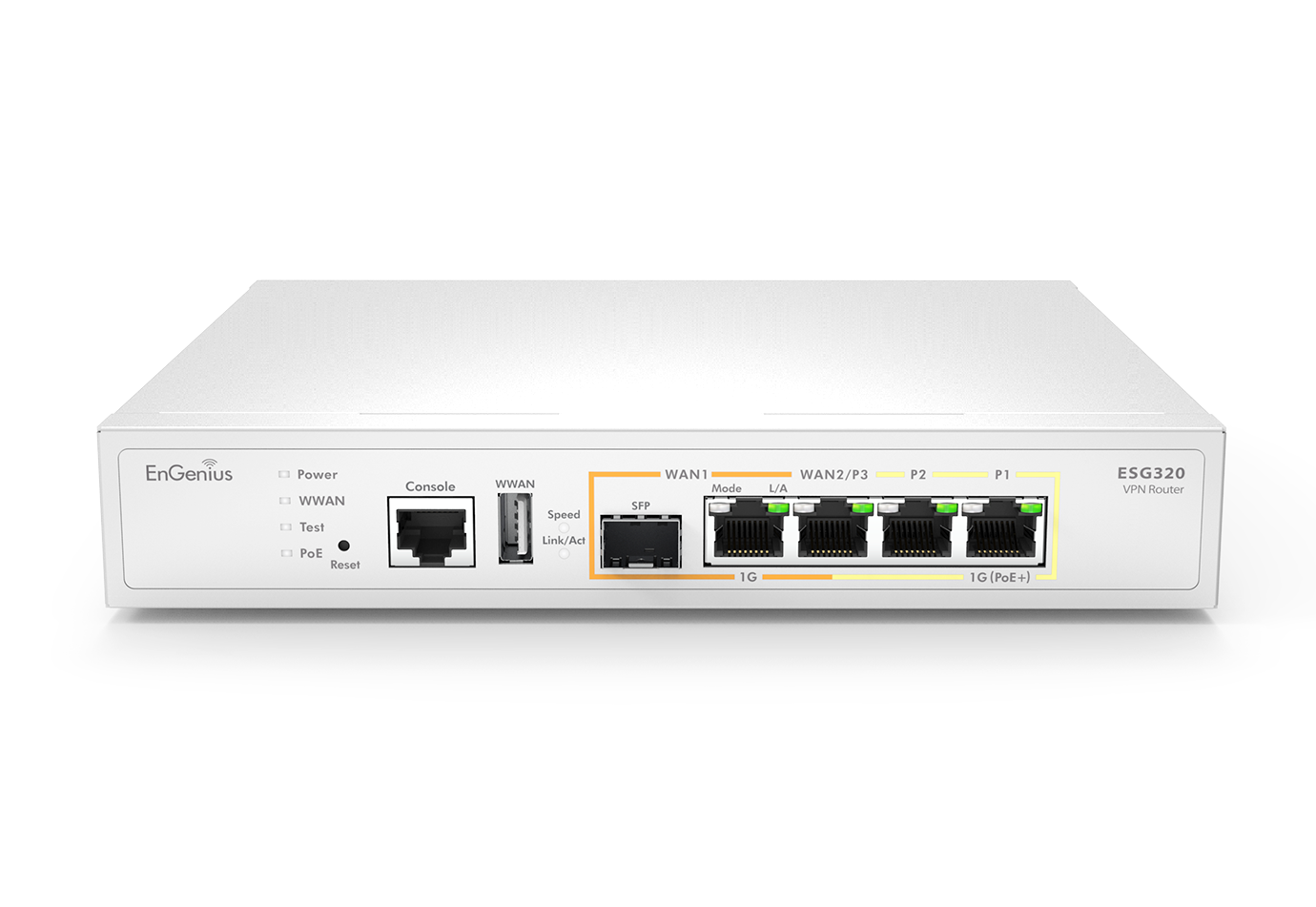 ESG320: 雲端管理型 4埠 Gigabit (1x PoE+) Multi-G VPN路由器