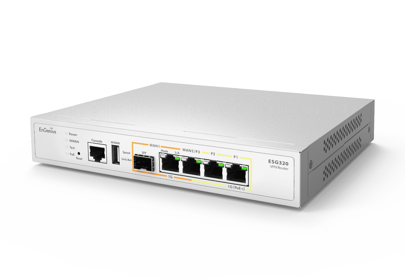 ESG320: 雲端管理型 4埠 Gigabit (1x PoE+) Multi-G VPN路由器