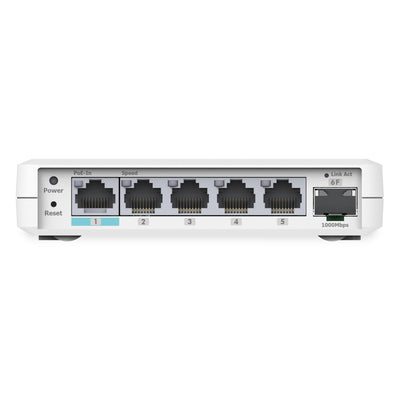 EXT1106: 雲端管理型 EXT1106 5埠 Gigabit 延展型交換器，配備1個SFP插槽